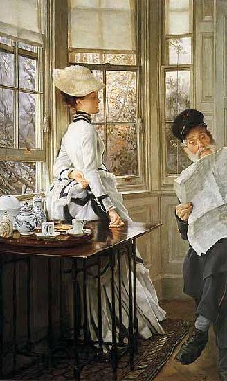 James Tissot Reading the News Norge oil painting art